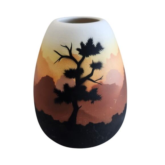 Native American Navajo Vase Signed J. Jelly Dineh Cactus Joshua Tree Southwest - Picture 1 of 10
